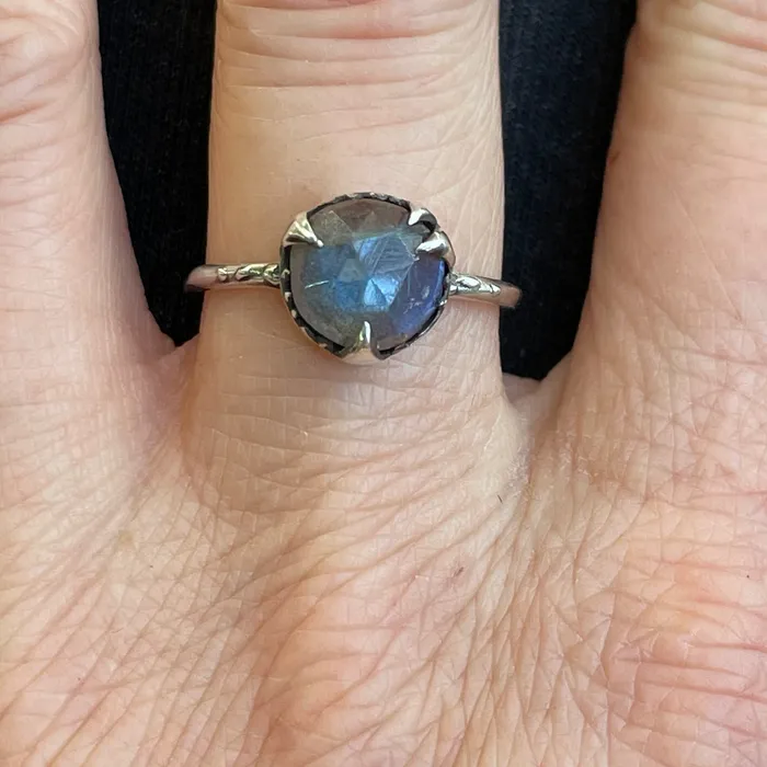 Mystical Solitaire Sterling and Labradorite Karch Wolfe Rings