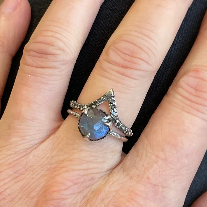 Mystical Solitaire Sterling and Labradorite Karch Wolfe Rings
