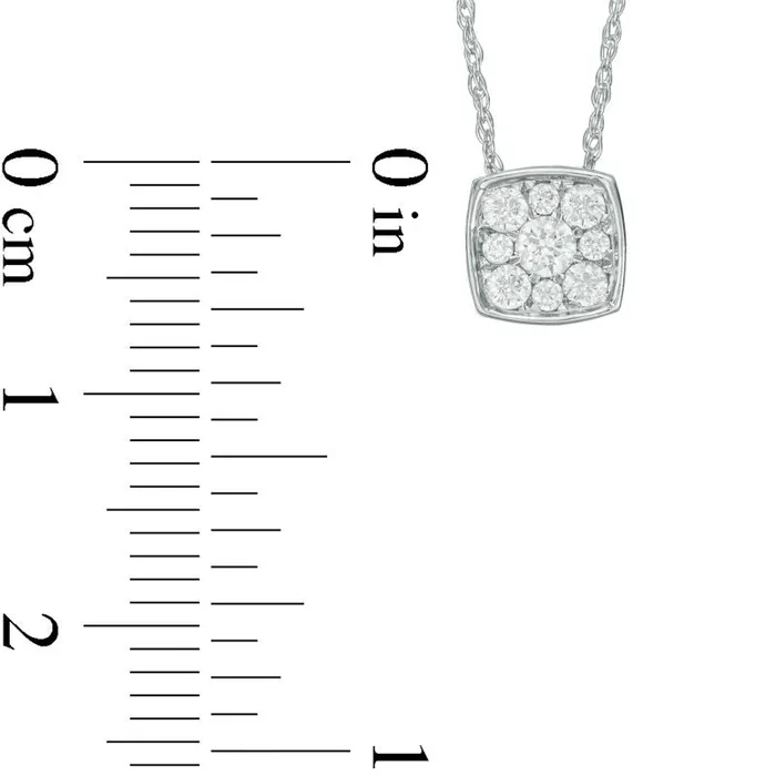 025 CT TW Natural Diamond Cushion Frame Pendant in 10K White Gold Goldia Necklaces