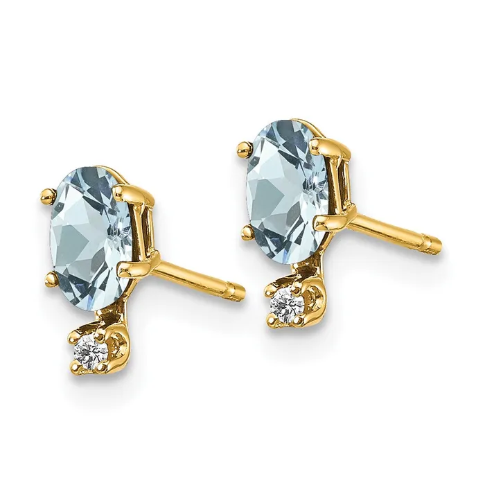 14k Diamond and Aquamarine Birthstone Earrings goldiaca Earrings