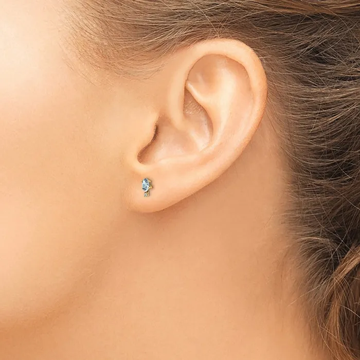 14k Diamond and Aquamarine Birthstone Earrings goldiaca Earrings