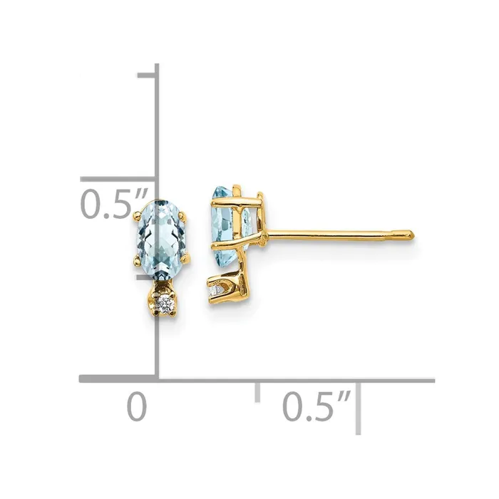 14k Diamond and Aquamarine Birthstone Earrings goldiaca Earrings