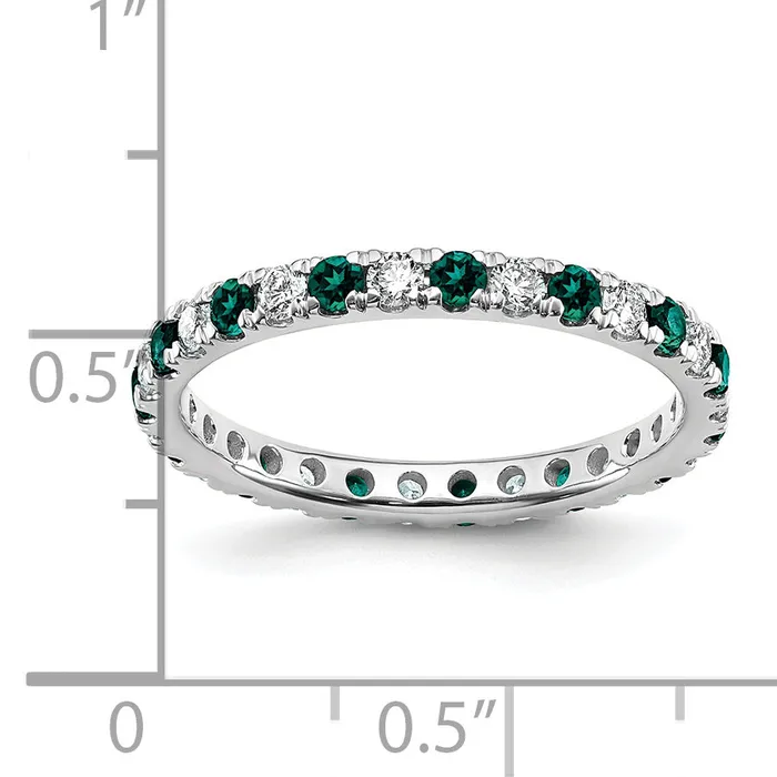 14k White Gold 38 Ct Lab Grown Diamond VSSI G and Lab Created Alexandrite Eternity Band Ring Goldia Rings