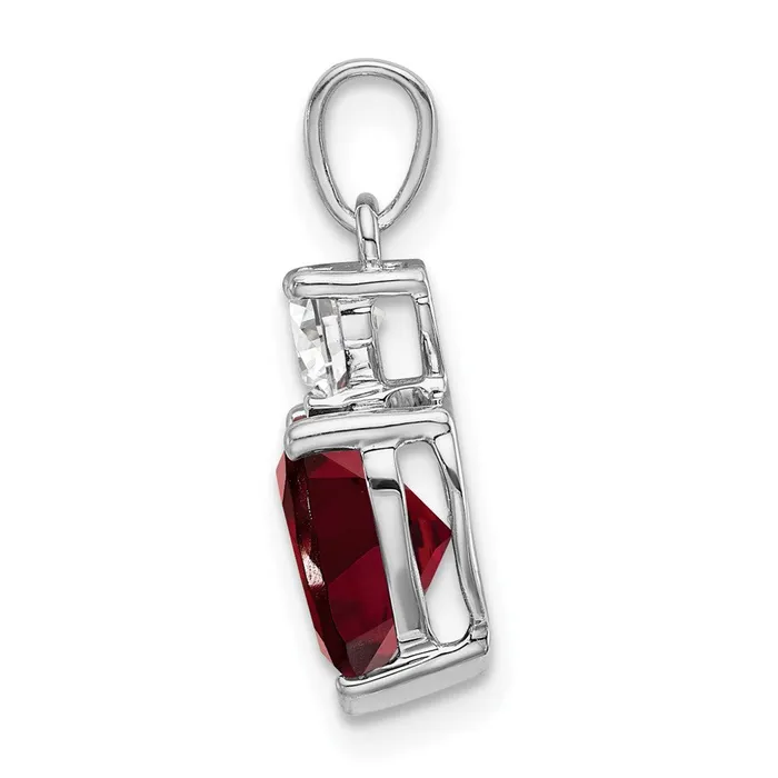 14k White Gold Heart Garnet and Cr Pink Sapphire Pendant Goldia Necklaces