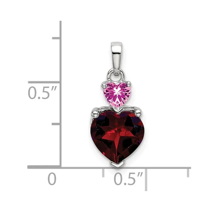 14k White Gold Heart Garnet and Cr Pink Sapphire Pendant Goldia Necklaces