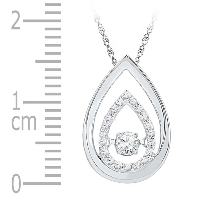 14k White Gold Moving Round Diamond Teardrop Pendant 15 Cttw gndatlanta Necklaces