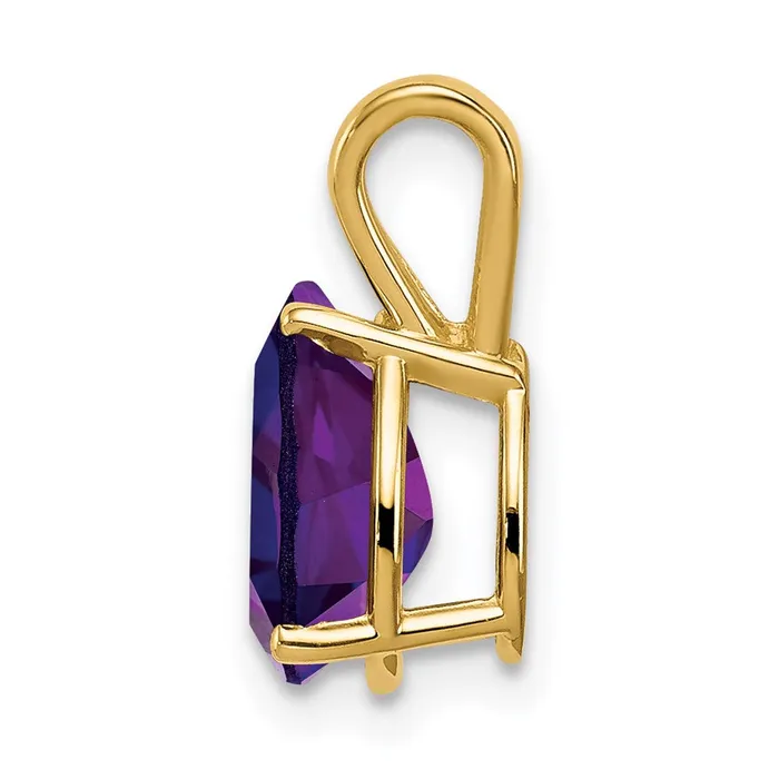 14K Yellow Gold 9x6mm Pear Amethyst Checker pendant Goldia Necklaces