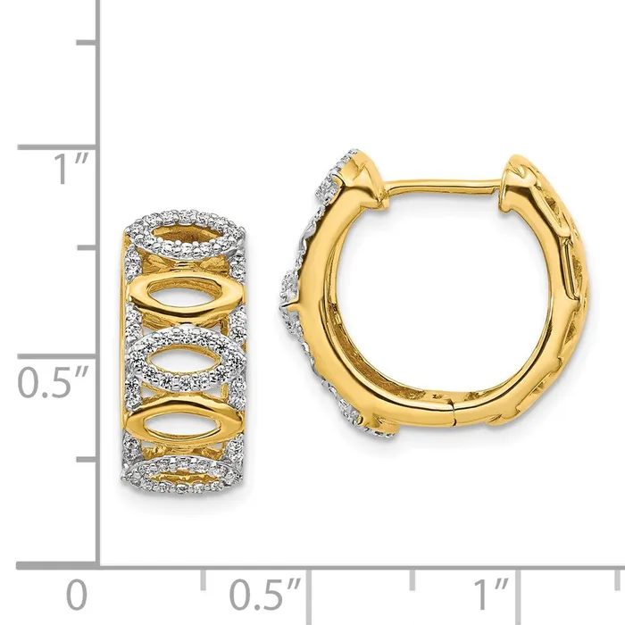 14k Yellow Gold Real Diamond Fancy Hoop Earrings Goldia Earrings