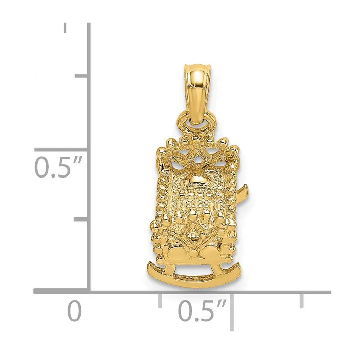 Charm Necklaces Goldia 14k Yellow Gold 3D Baby Cradle Charm
