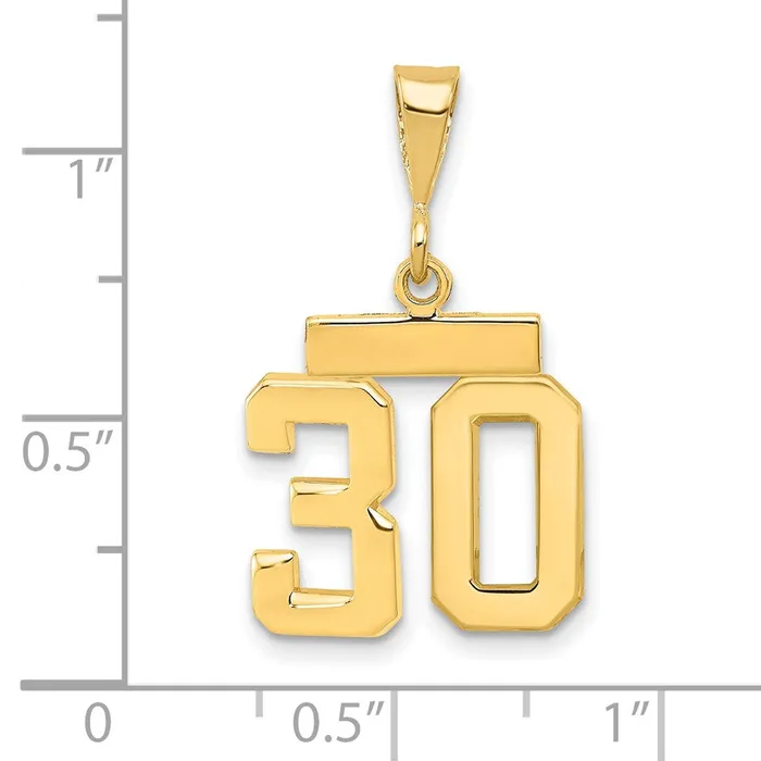 Charm Necklaces Goldia 14k Yellow Gold Small Polished Number 30 Charm