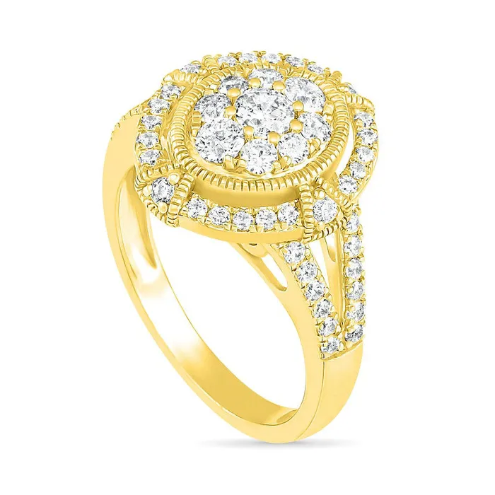 Goldia 10 CT TW Composite Oval Natural Diamond Split Shank Antique VintageStyle Bridal Engagement Ring Set in Solid 10K Yellow Gold Rings
