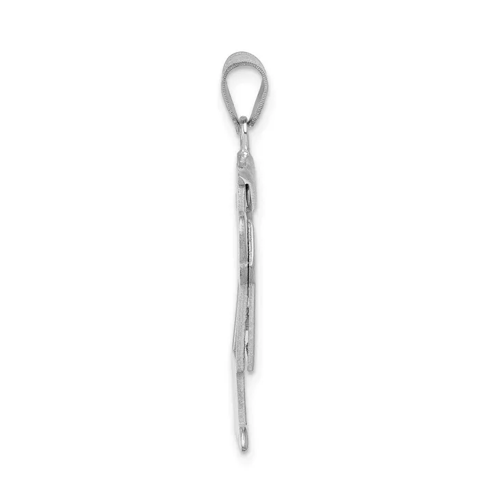 Goldia 14k White Gold Medium Boy wHat on Right Engravable Charm Charm Necklaces