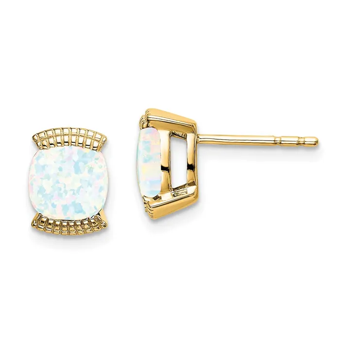 Goldia 14k Yellow Gold Created Opal Post Earrings Earrings