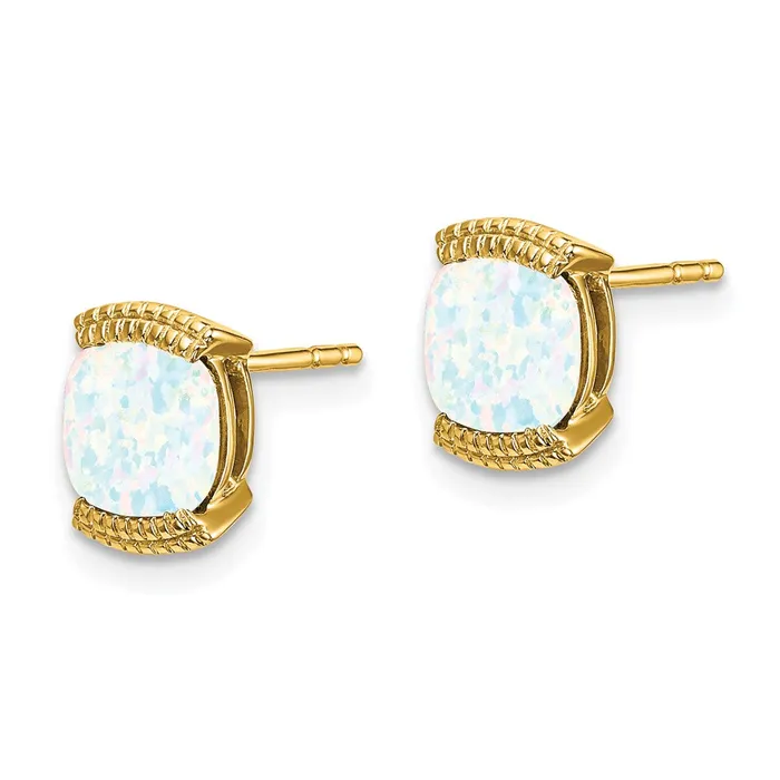 Goldia 14k Yellow Gold Created Opal Post Earrings Earrings