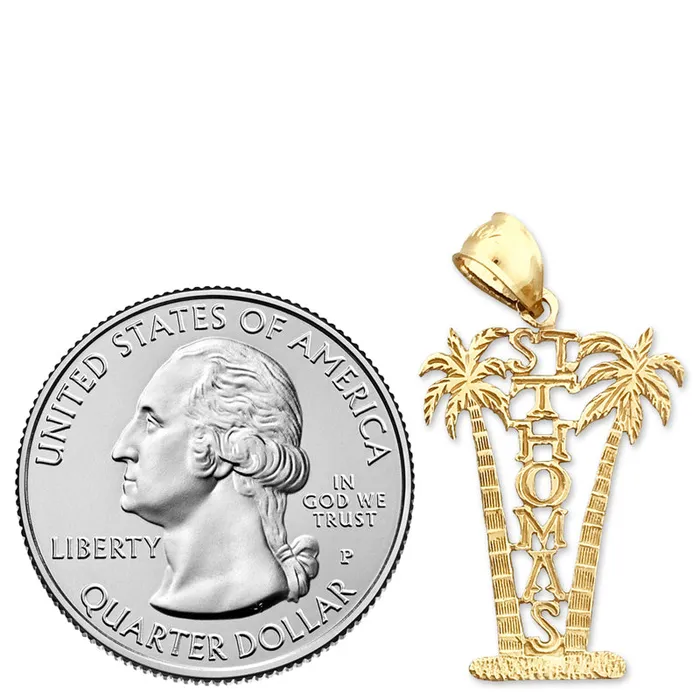 Goldia Charm Necklaces 14K Gold Saint Thomas Palm Trees Charm