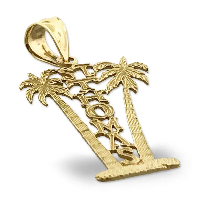 Goldia Charm Necklaces 14K Gold Saint Thomas Palm Trees Charm