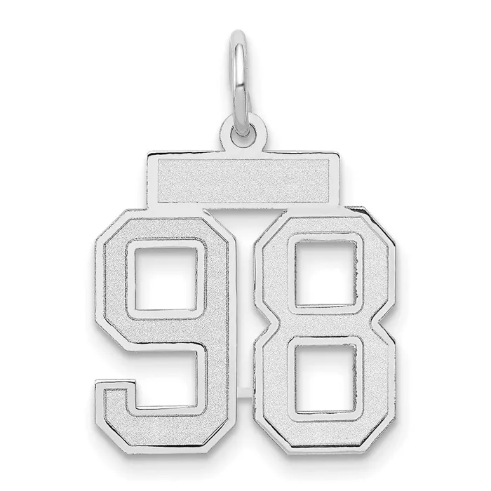 Goldia Charm Necklaces 14k White Goldw Small Satin Number 98 Charm