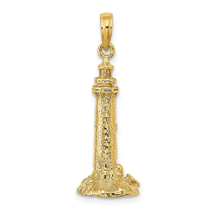 Goldia Charm Necklaces 14k Yellow Gold 3D Fenwick Island Lighthouse De Charm
