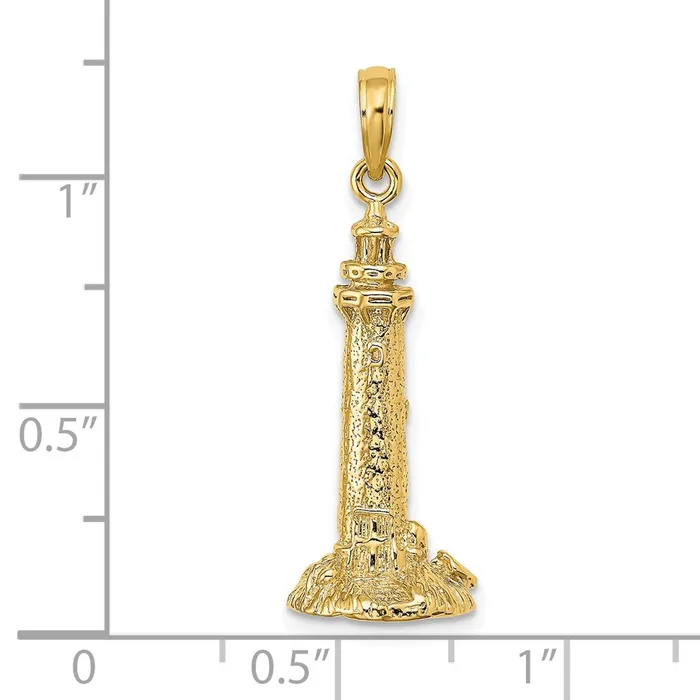 Goldia Charm Necklaces 14k Yellow Gold 3D Fenwick Island Lighthouse De Charm