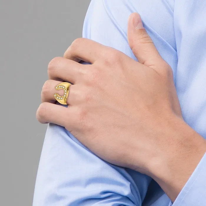 Goldiacom Rings 14K Yellow Gold AA Real Diamond mens ring