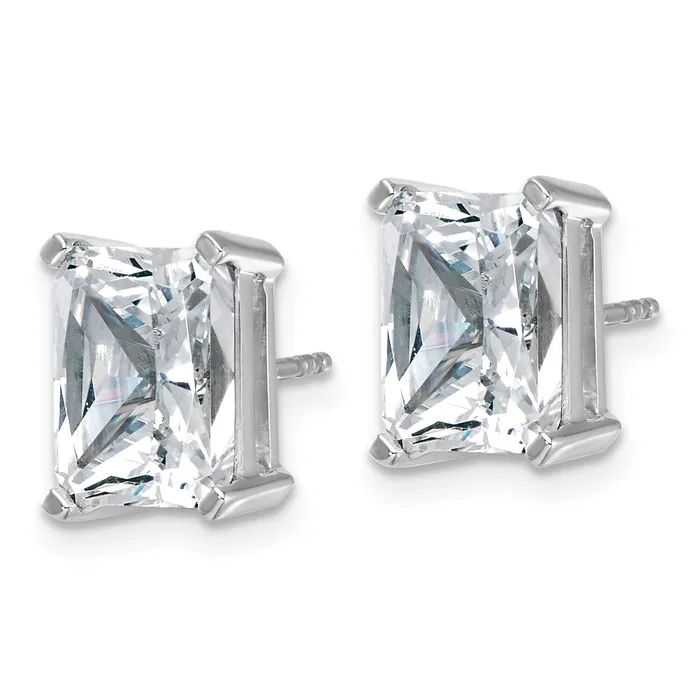 Goldia Earrings 14k White Gold 6 ctw Lab Grown Diamond VSSI G Radiant 4 Prong Heavy Wt Stud Earrings