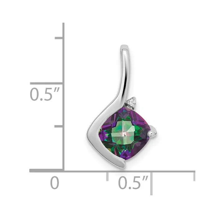 Goldia Necklaces Solid 14k White Gold Cushion Mystic Fire Topaz and Simulated CZ Pendant