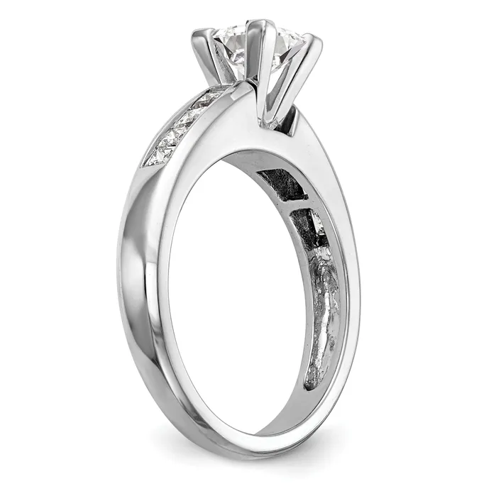 Goldia Rings 050ct CZ Solid Real 14K White Gold Peg Set Princess Cut Engagement Ring