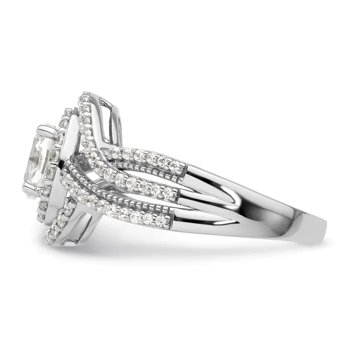 Goldia Rings 14k White Gold 1 Ct Lab Grown Diamond VSSI G Round Bypass Engagement Ring