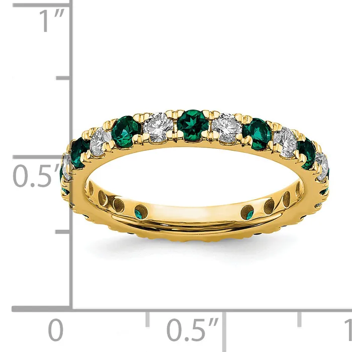 Goldia Rings 14k Yellow Gold 78 Ct Lab Grown Diamond VSSI G and Lab Created Alexandrite Eternity Band Ring