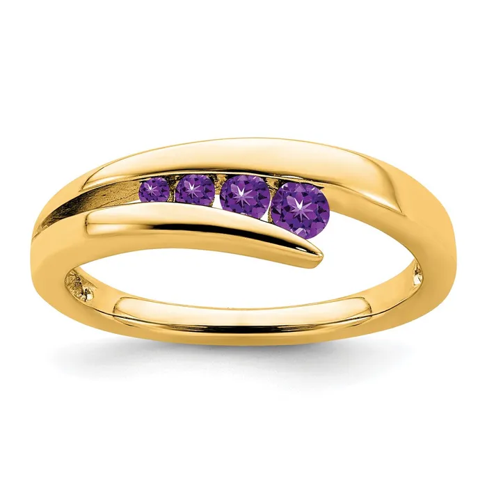 Goldia Rings 14K Yellow Gold Amethyst 4stone Ring