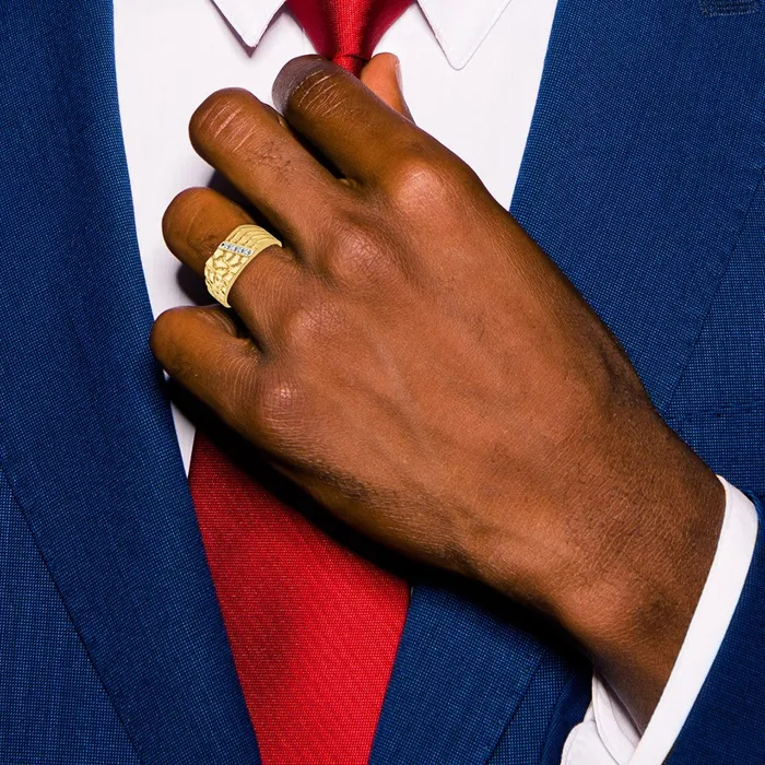 Goldia Rings 14k Yellow Gold Mens Diamond Nugget Ring Mounting