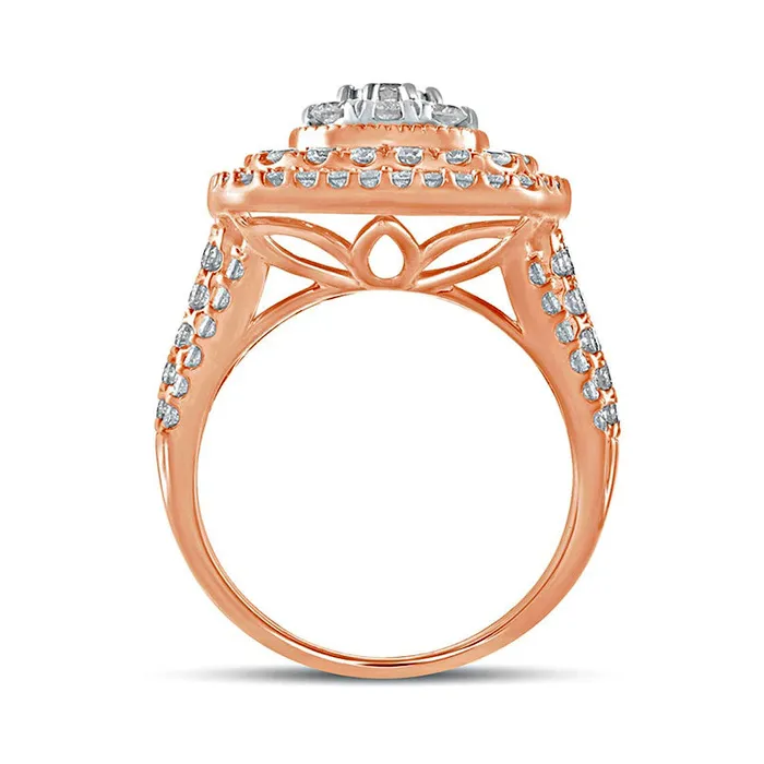 Goldia Rings 20 CT TW Composite Natural Diamond Double Cushion Frame Engagement Ring in Solid 10K Rose Gold Goldia Rings 20 CT TW Composite Natural Diamond Double Cushion Frame Engagement Ring in Solid 10K Rose Gold