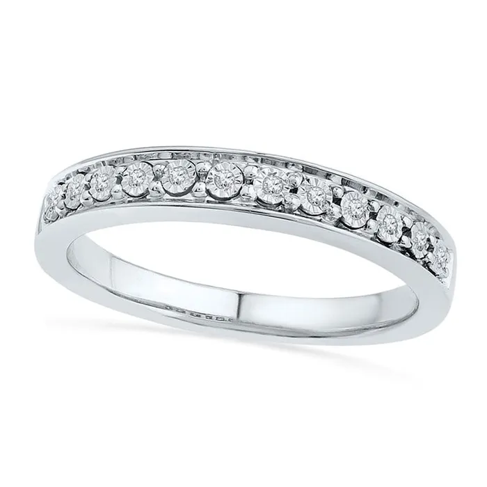 Goldia Rings Natural Diamond Accent Anniversary Band in Sterling Silver