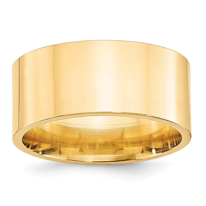 Goldia Rings Solid 10K Yellow Gold 10mm Standard Flat Comfort Fit MensWomens Wedding Band Ring Size 8