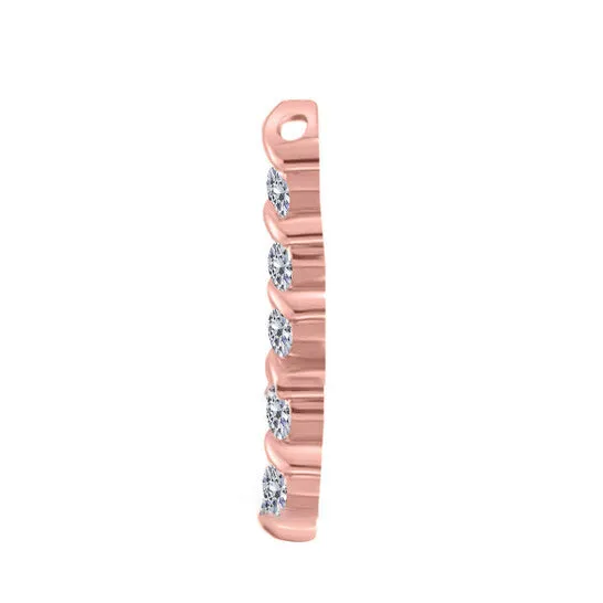 JMS always Necklaces Original Maulijewels 14 Carat Diamond Five Stone Pendant In 10K Rose Gold With 18 10k Rose Gold Plated Sterling Silver Box Chain