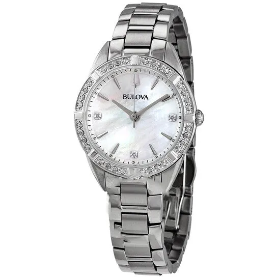 JMS always Watches Original Bulova Quartz Diamond Mother of Pearl Dial Ladies Watch 96R228 JMS always Watches Original Bulova Quartz Diamond Mother of Pearl Dial Ladies Watch 96R228