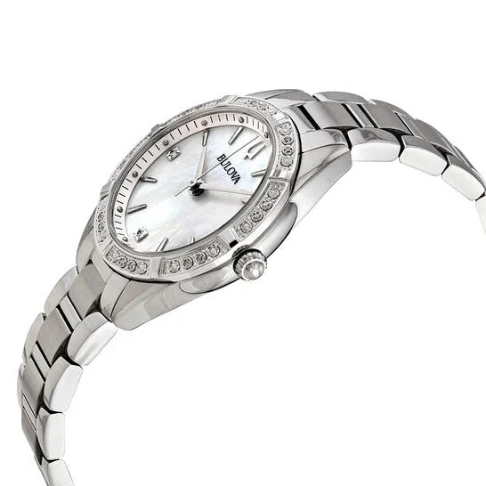 JMS always Watches Original Bulova Quartz Diamond Mother of Pearl Dial Ladies Watch 96R228 JMS always Watches Original Bulova Quartz Diamond Mother of Pearl Dial Ladies Watch 96R228