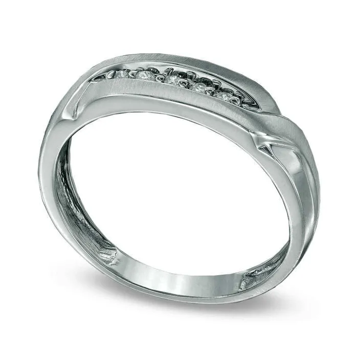 Mens Natural Diamond Accent Wedding Band in Solid 10K White Gold Goldia Rings Mens Natural Diamond Accent Wedding Band in Solid 10K White Gold Goldia Rings