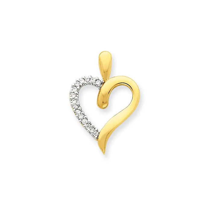 Necklaces 14K Yellow Gold Real Diamond Heart Pendant Goldia