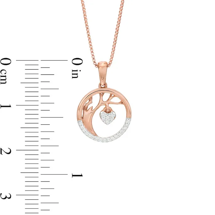 Necklaces Goldia 005 CT TW Natural Diamond Tree of Life with Heart Charm Circle Pendant in Sterling Silver with 18K Rose Gold Plate Necklaces Goldia 005 CT TW Natural Diamond Tree of Life with Heart Charm Circle Pendant in Sterling Silver with 18K Rose Gold Plate