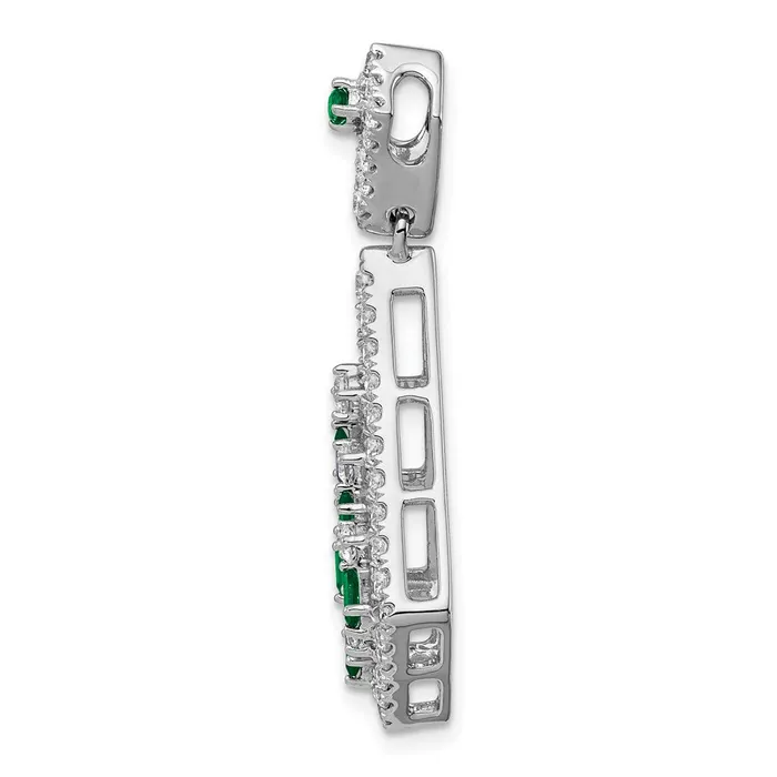 Necklaces Goldia 14k White Gold Emerald and Real Diamond Chain Slide