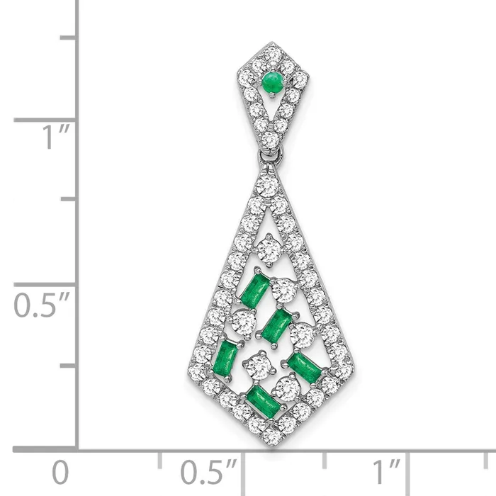Necklaces Goldia 14k White Gold Emerald and Real Diamond Chain Slide