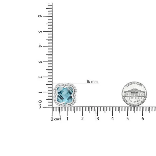 Original 18K White Gold 38 Cttw Diamond and 11x11mm CloverCut London Blue Topaz Gemstone Halo Clover Stud Earrings GH Color SI1SI2 Clarity JMS always Earrings Original 18K White Gold 38 Cttw Diamond and 11x11mm CloverCut London Blue Topaz Gemstone Halo Clover Stud Earrings GH Color SI1SI2 Clarity JMS always Earrings