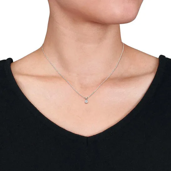 Original AMOUR 12 CT TW Diamond Solitaire Pendant with Chain In 14K White Gold JMS always Necklaces Original AMOUR 12 CT TW Diamond Solitaire Pendant with Chain In 14K White Gold JMS always Necklaces