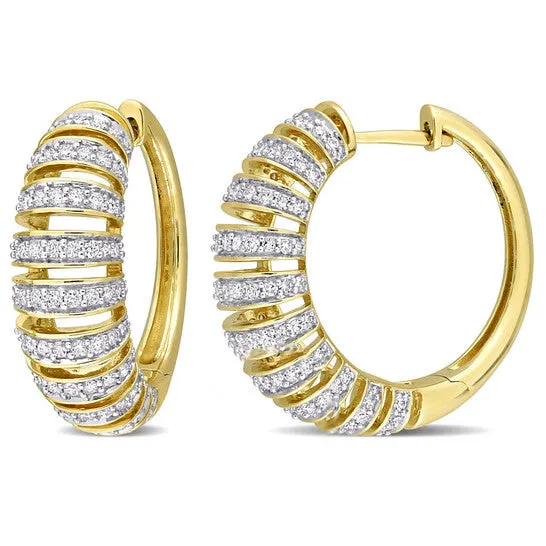 Original AMOUR 1 CT TDW Diamond Multirow Hoop Earrings In 14K Yellow Gold JMS always Earrings