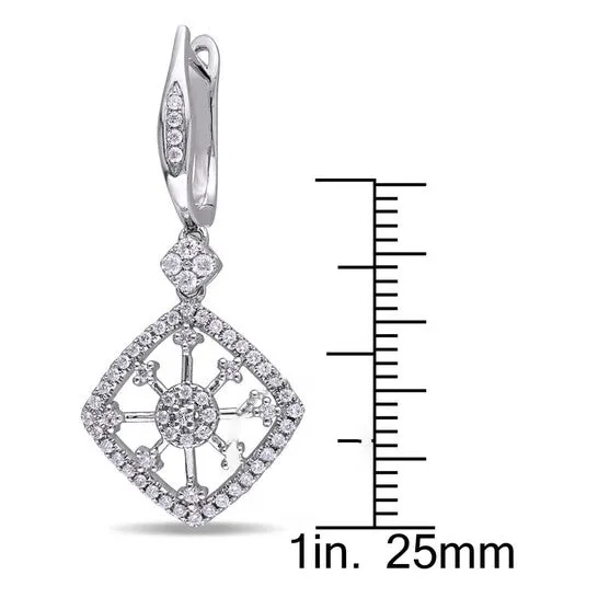 Original AMOUR 34 CT TW Diamond Filigree Openwork Drop Earrings In 14K White Gold JMS always Earrings