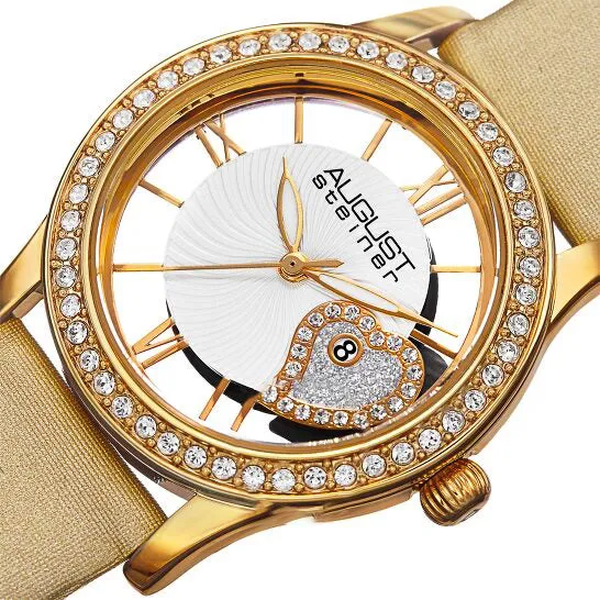 Original August Steiner Quartz Crystal White Dial Ladies Watch AS8176YG JMS always Watches