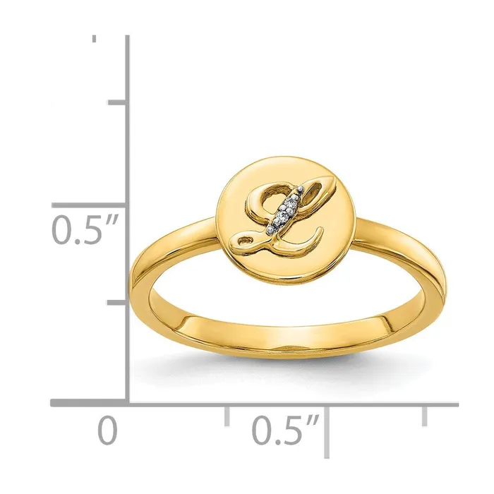 Rings 14k Yellow Gold Real Diamond Initial L Ring Goldiacom
