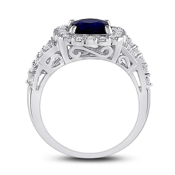 Rings gndatlanta 14k White Gold Princess Created Blue Sapphire Solitaire Ring 334 Cttw