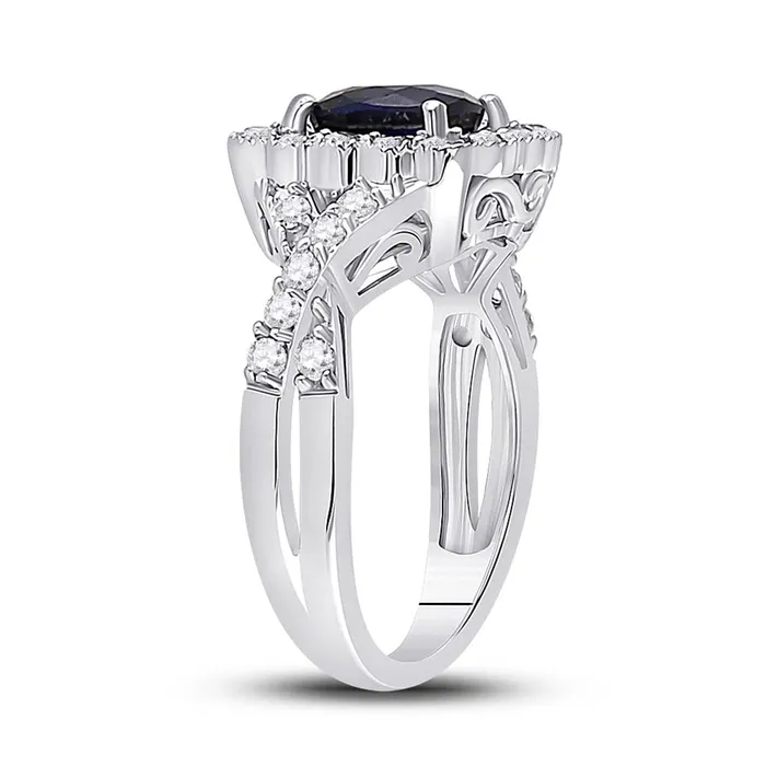 Rings gndatlanta 14k White Gold Princess Created Blue Sapphire Solitaire Ring 334 Cttw